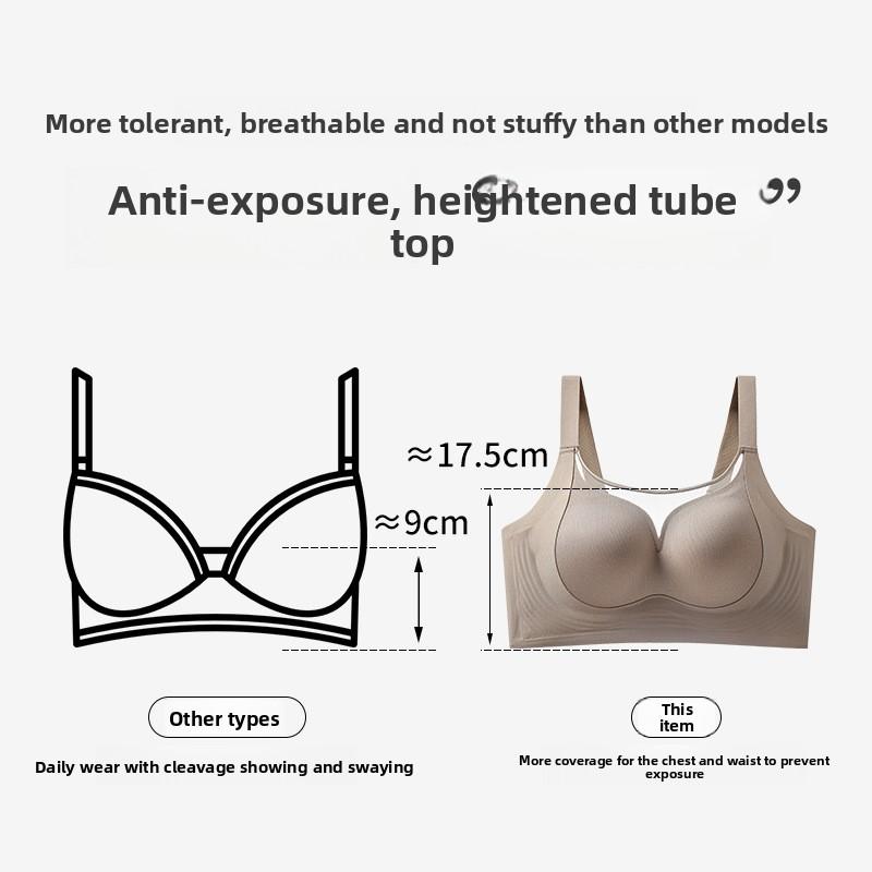 Plus Size Full Cup Bust Minimizer Bra, Thin Wireless Push Up Anti-Sagging Side Support Women's Bra