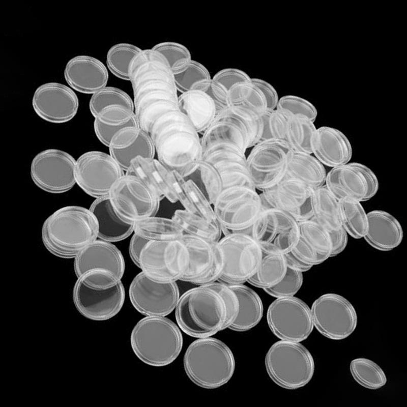 100Pcs 33mm Clear Round Plastic Coin Holder Capsules Storage Container Cases Boxes for Commemorative Copper Silver China Mainland