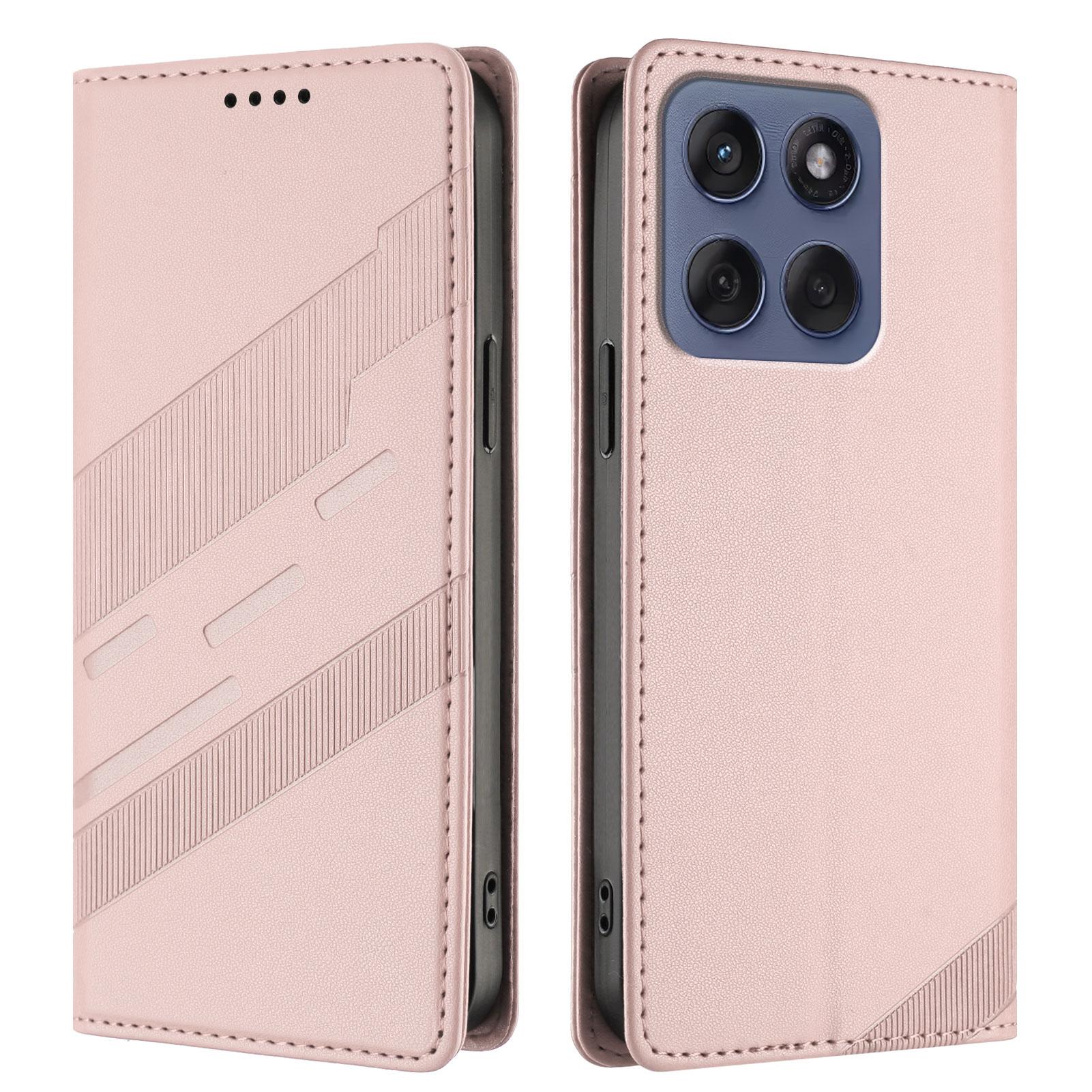 

For Motorola Moto G86 5G Phone Cases Punk Style Imprinted Wallet Stand Leather Cover Pink