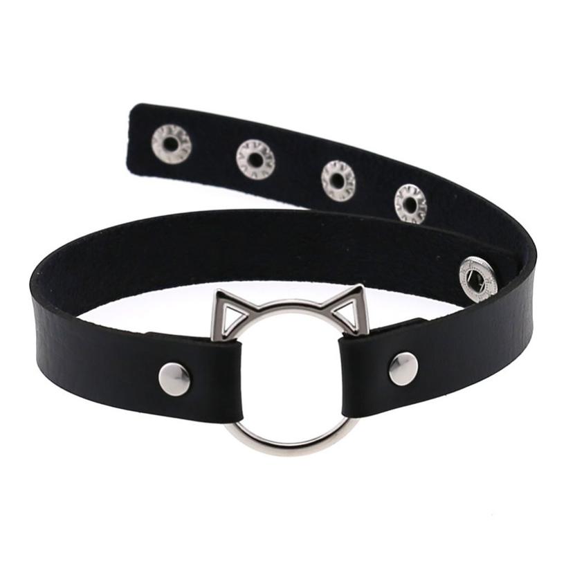 1 ks Dámský černý sexy obojek z umělé kůže s kočičími hroty, choker s přezkou, gotický alternativní tenký gotický náhrdelník s cvočky, punk