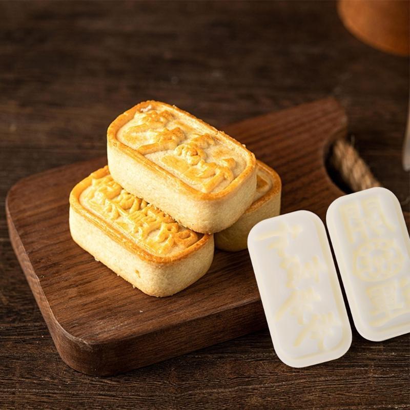 Plastic Mooncake Mold Cookie Cutter with Stamps Hand Press Green Bean Pastry Mould DIY Bakeware Mid-autumn Festival