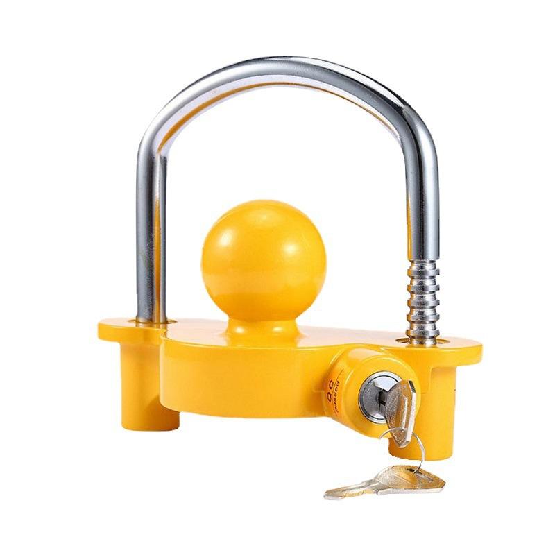 

1 Set 2-5/16 Inch Adjustable Anti-Theft Coupler Lock Heavy Duty Trailer Hitch Lock U-Shape Ball Security For Tow Receiver жёлтый