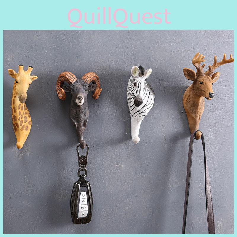 Moderne minimalistische Harz-Tier-Wandhaken für die Heimdekoration mit Elefanten- und Zebra-Designs