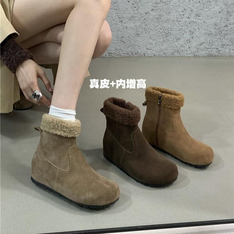 French red inner height increase grandma shoes ballet shoes outer wear 2025 new spring and summer light mouth bow single shoes women