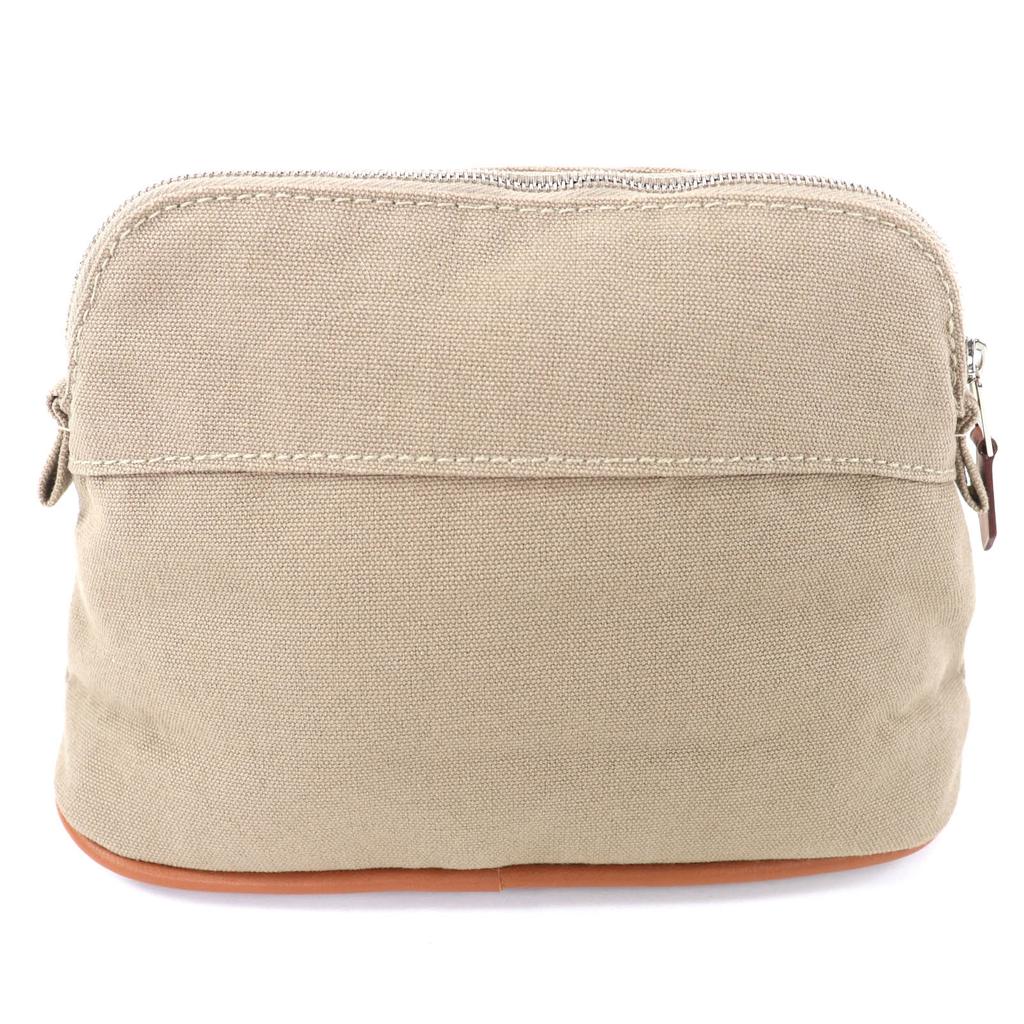 Great HERMES Cosmetics Pouch Bored Porch PM beige cotton Women Used