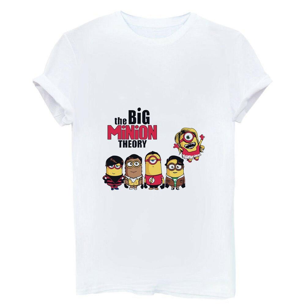 

The Big Minion Theory Funny Unisex T-Shirt Short Sleeve White Tops Tees
