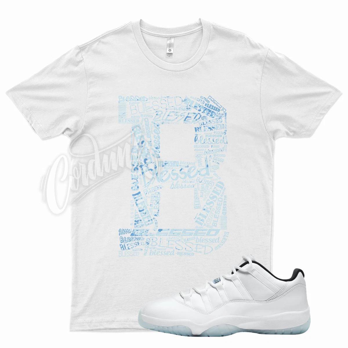 White BLESSED T Shirt for J1 11 Low Legend Blue - Easter Concord Space S