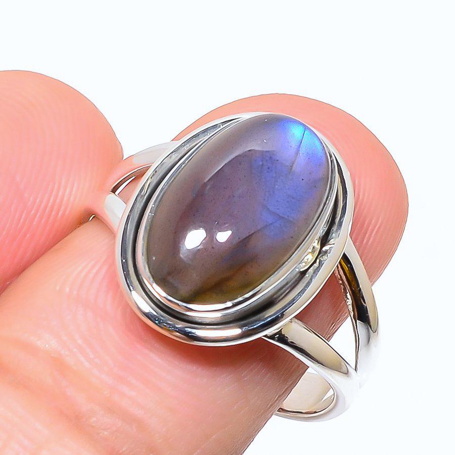 

Natural Labradorite Gemstone Handmade 925 Solid Sterling Silver Ring S.9.5 w9y52
