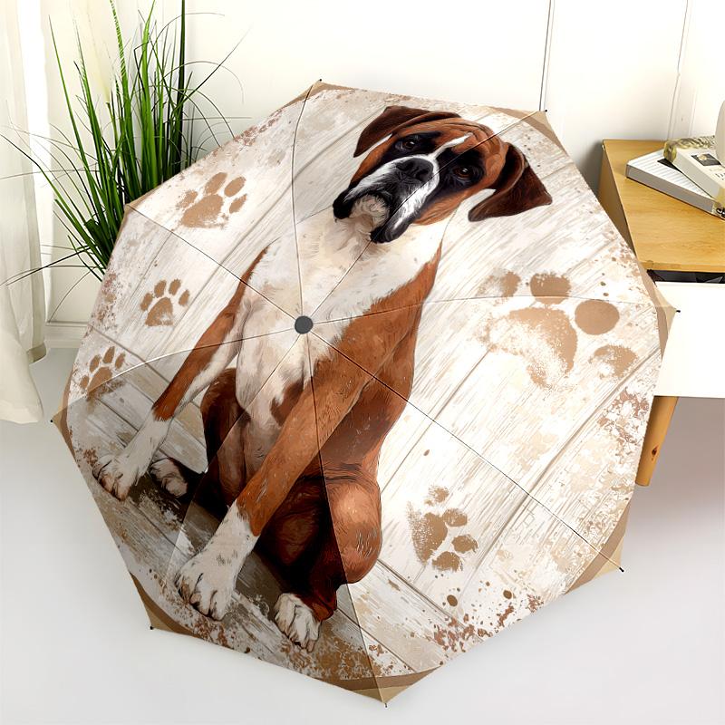 Perro con patrón de Hueso, paraguas de plegado automático, diseño portátil y plegable, 8 varillas, un regalo de Navidad o cumpleaños.