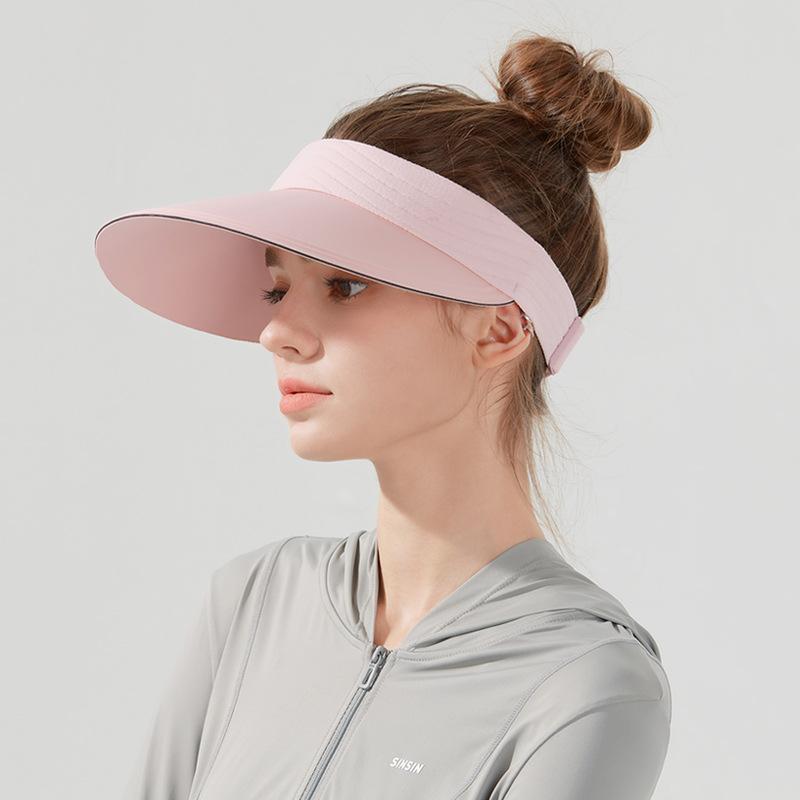 Summer Ice Silk Seamless Integrated Empty Top Hat Outdoor Sports Sunscreen Hat Large Brim UV Protection Sun Hat Children