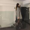 Chic Women’s Houndstooth Mid-Length Wool Coat Suit Jacket