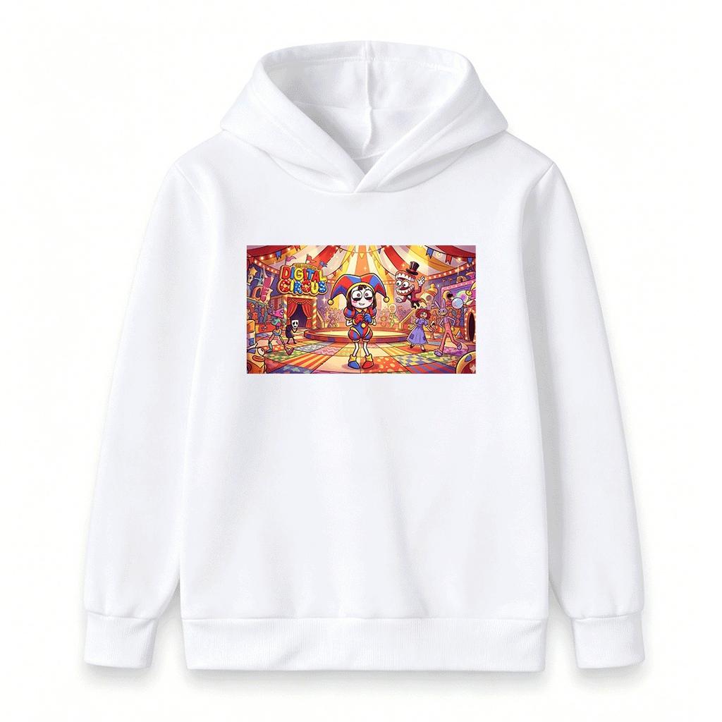 Kids Boys Girls Hoodie Sweatshirt, Cartoon Digital Circus Print Casual Pullover Top for Children Daily Wear