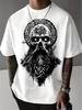 Unisexs Viking Norse Celtic Knot Skull Beard Print TShirt Viking Knot Design Soft Breathable Fabric Gothic Streetwear Gym