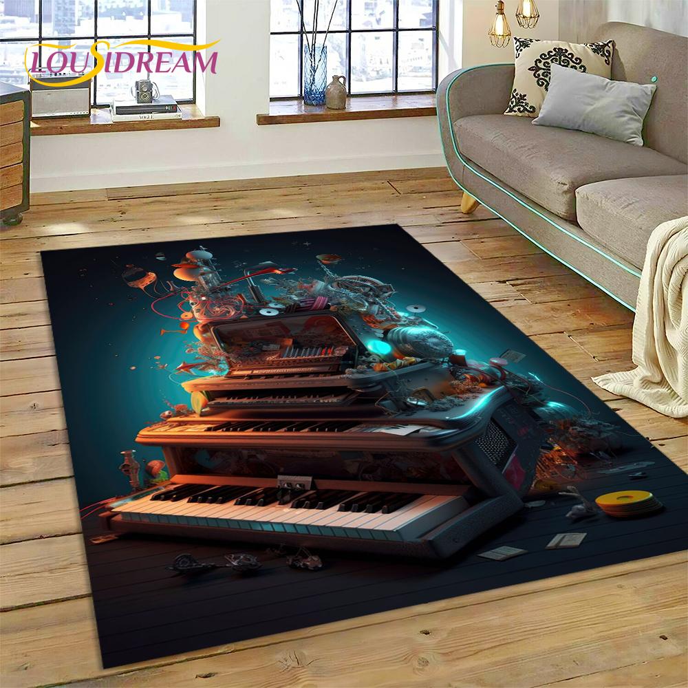 Dywan 3D z kreskówkowym instrumentem muzycznym w kształcie klawiszy pianina do domu, salonu, sypialni, pod sofę, wycieraczka, dekoracja, dywanik dla dzieci, mata podłogowa antypoślizgowa