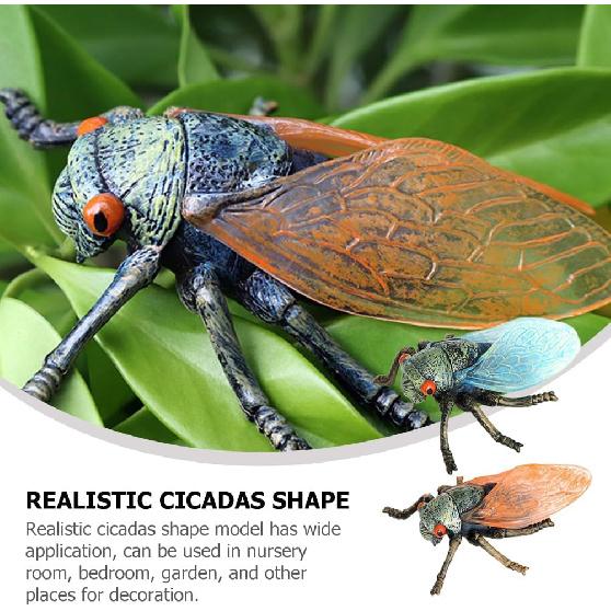 Hemoton 2pcs Realistic Cicadas Model Ornament Decor Animal Toys Models Cicadas Figurine Small Statue Fake Insect Model Cicadas Figure Model Child