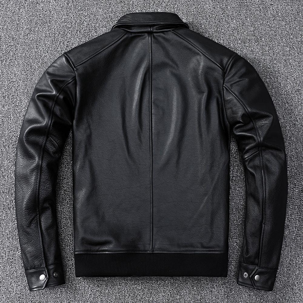 Baseball Uniform Pilot Leather Jacket Genuine Leather Jacket Men's Pure Cowhide Lapel Jacket
