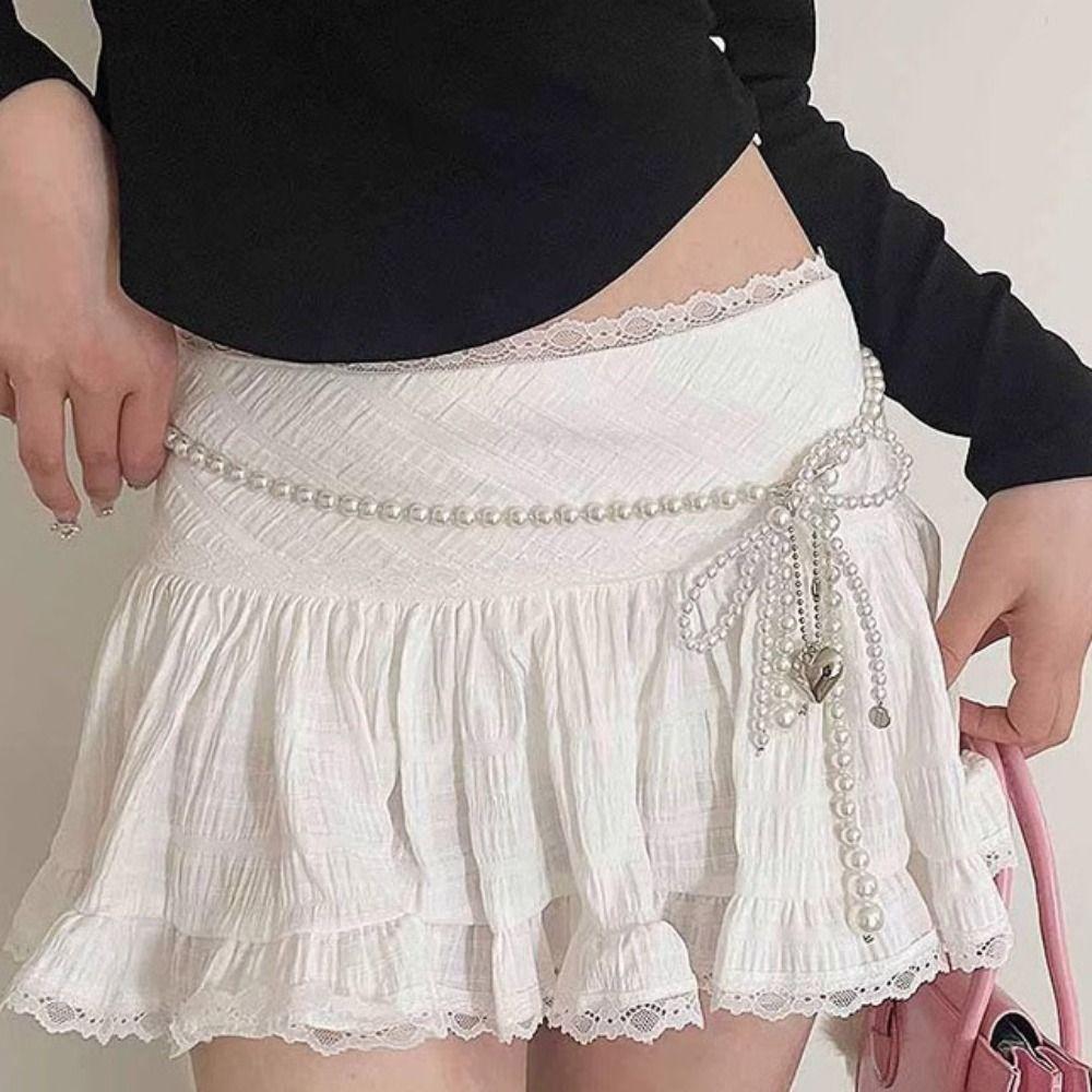 Korean Style Bow Pearl Waist Chain Love Pendant Women's Body Jewelry Fresh Waist Chain  Decoration