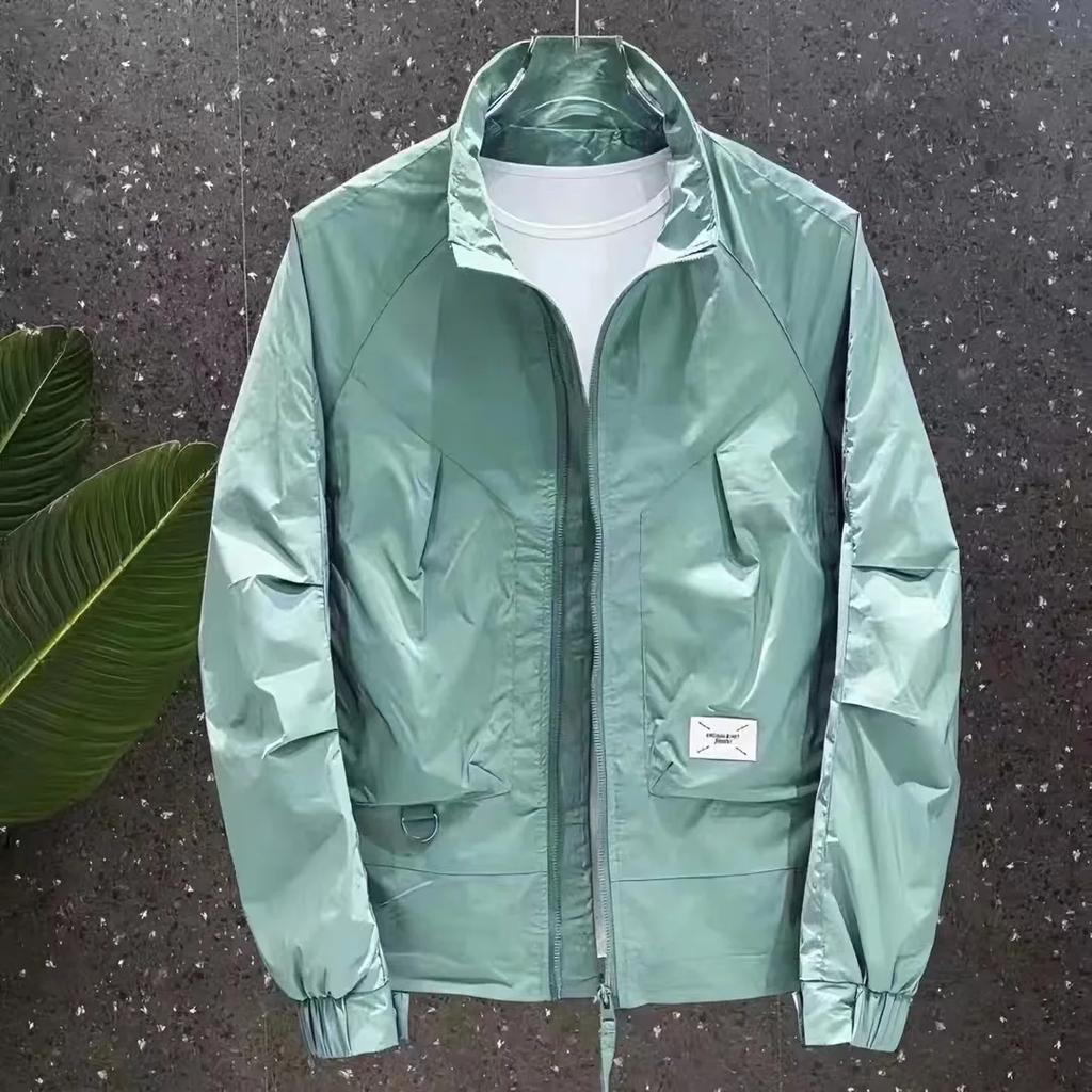 Autumn Men's Casual Sports Breathable Outdoor Solid Color Stand Collar Regular Jacket Loose Type Other Material