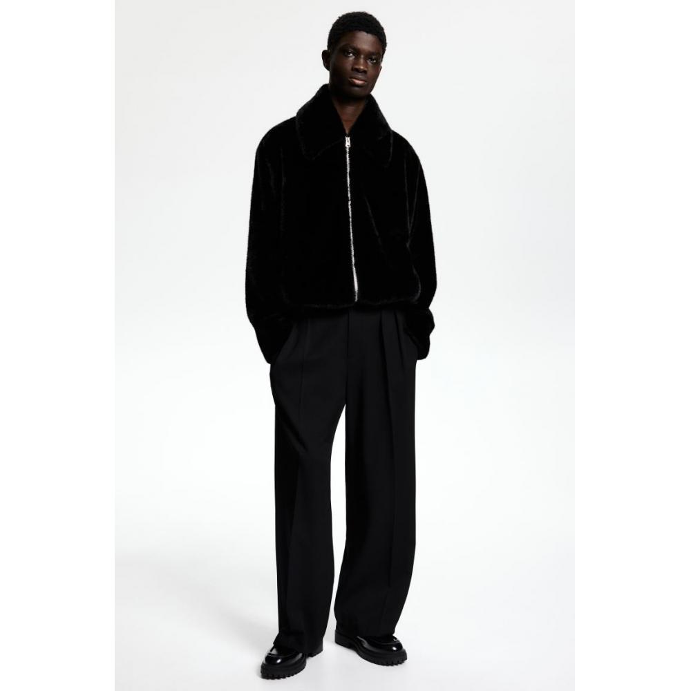 

HM свободный крой пушистая куртка черного цвета S