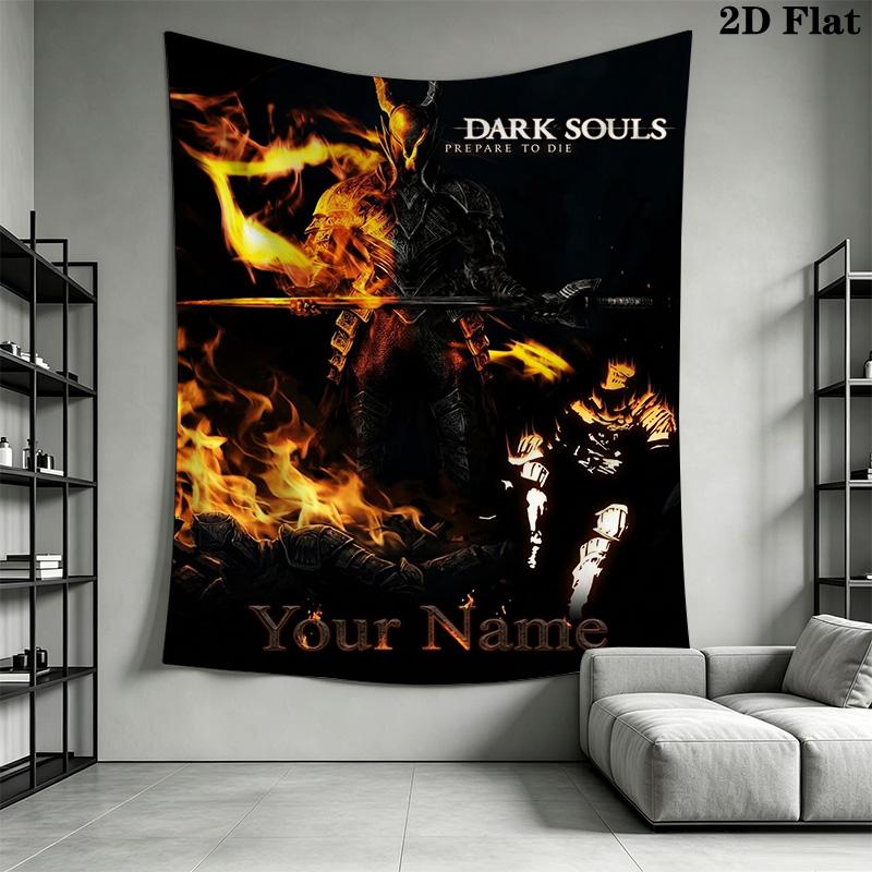 Name Custom DARK SOULS Wall Tapestry Aesthetic Wall Hanging Printed Fabric Blanket Decorative Tapestries for Bedroom Living Room Home Decor