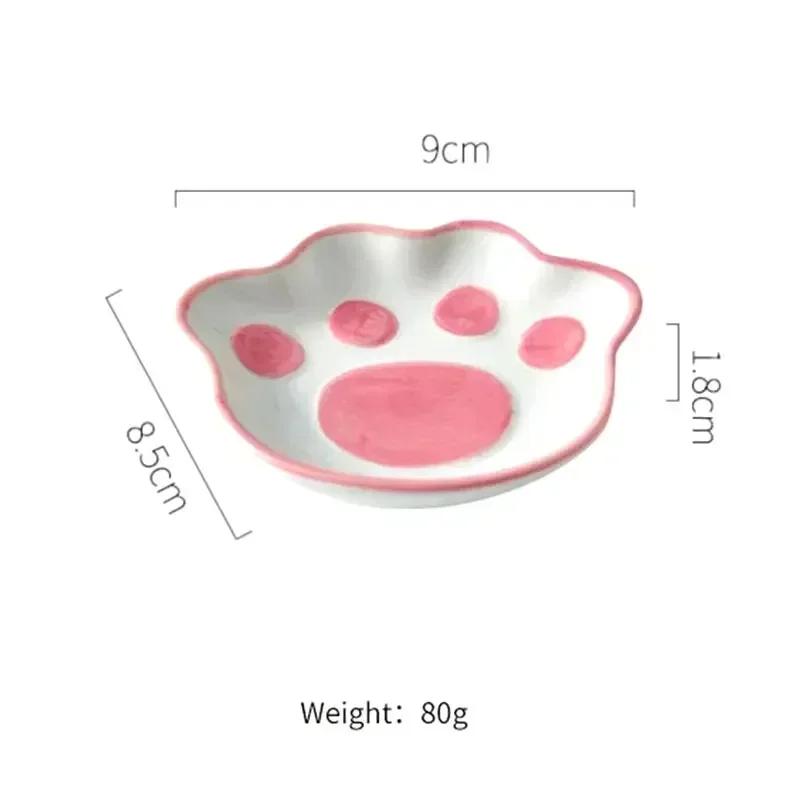 2026 Japanese Cute Cat's Paw Taste Dish Ceramic Cartoon Dessert Plate Soy Fruit Sauce Dish Seasoning Bowl Household Dip Dishes