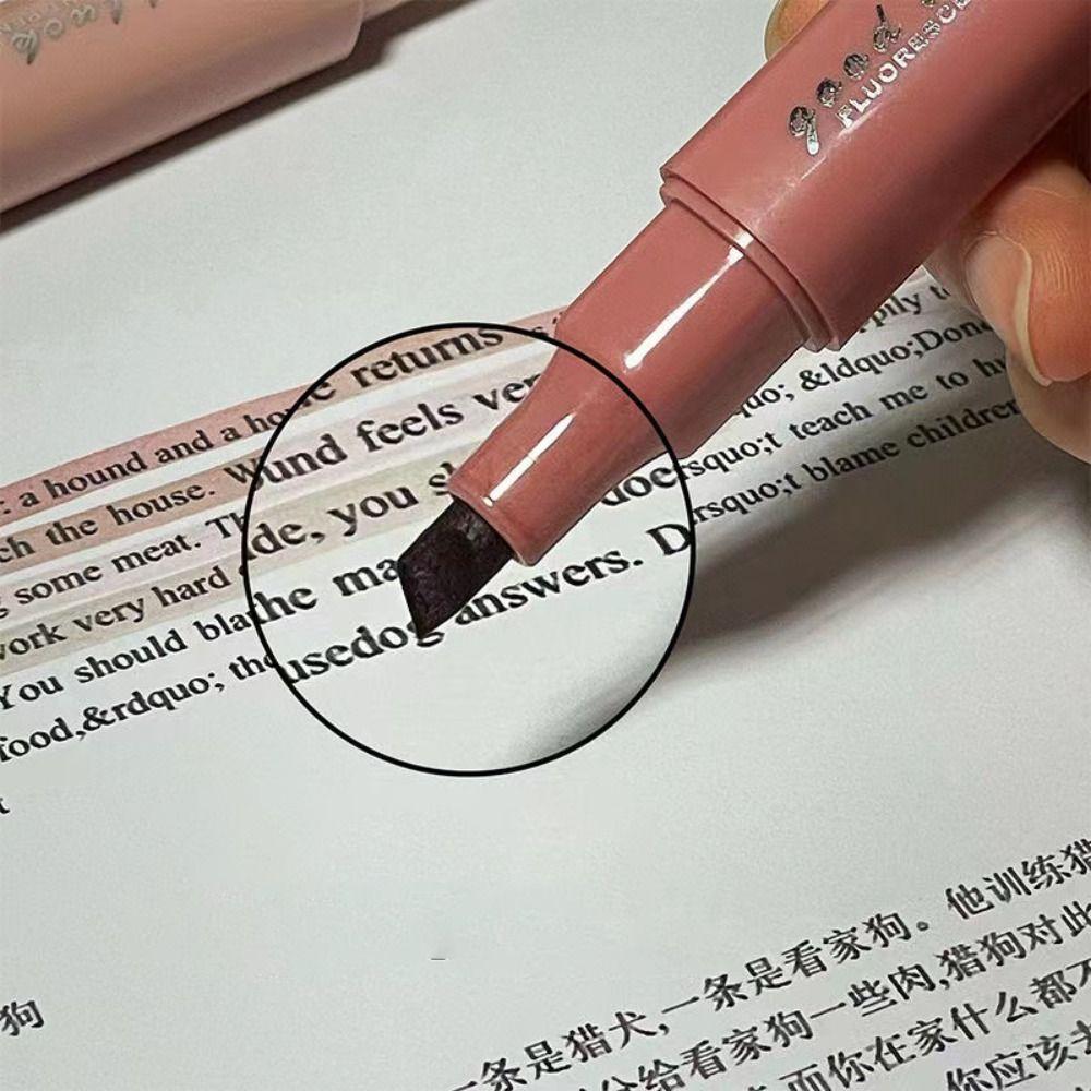 4Colors/Set Double Head Morandi Highlighters Morandi Color Fluorescent Pen  Students Gift