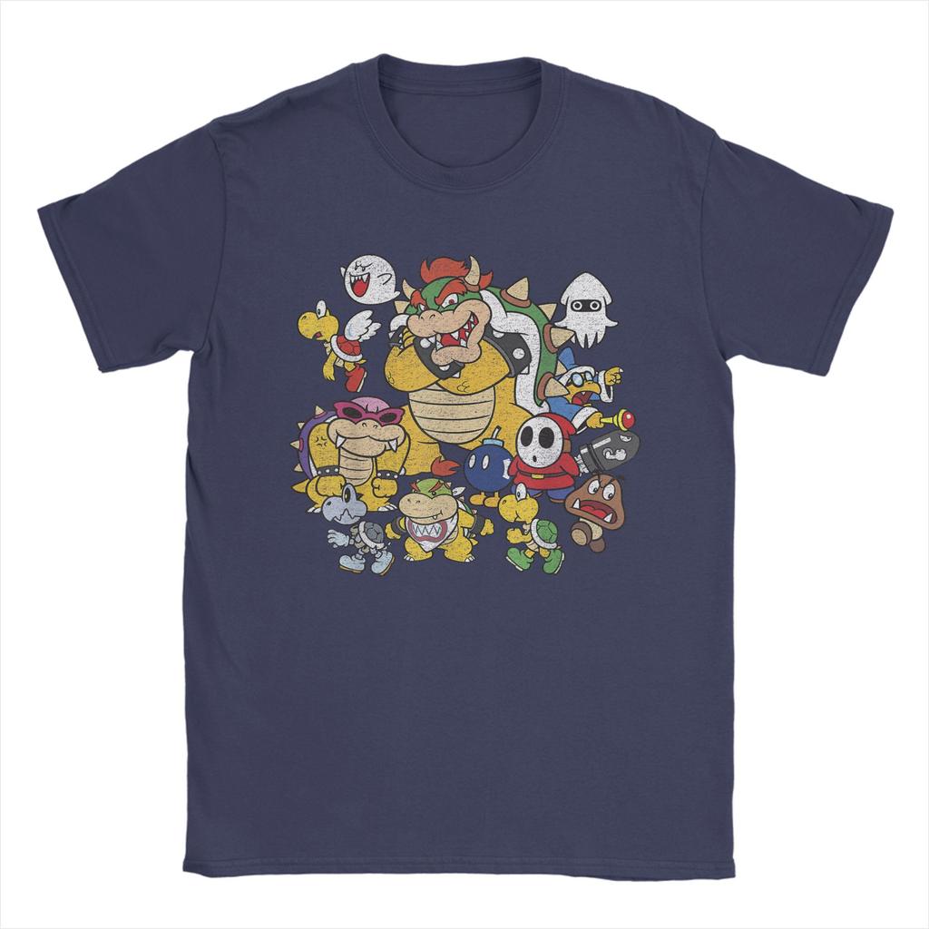 Super Marios Bowser Enemy Group Shot T Shirt for Men 100 Cotton Awesome TShirts Tee Shirt Short Sleeve Clothes Plus Size