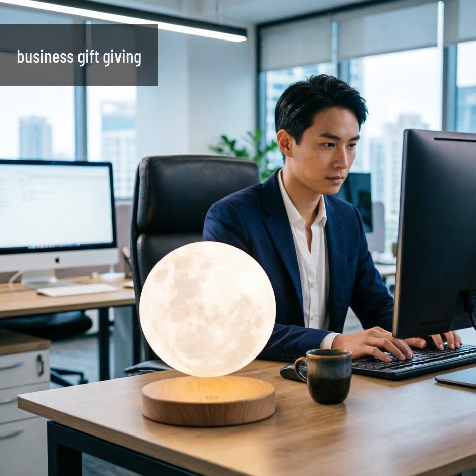Rotating 6-Inch Multi-Color Magnetic Levitation Moon Lamp with High Brightness and Seven Colors