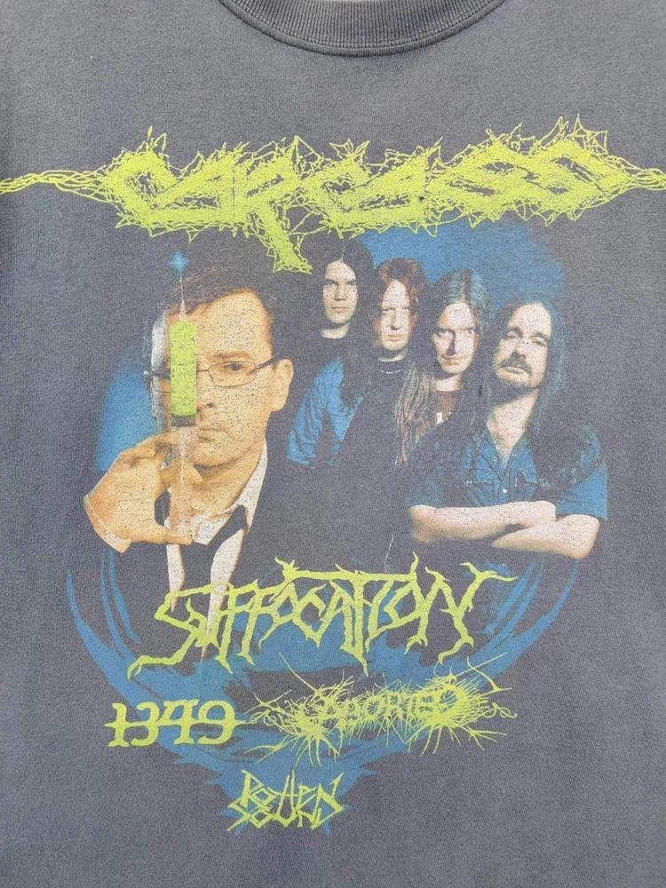 90s Carcass Suffocation Sun Tour Band Charcoal Unisex T shirt Vtg NH24587 Unisex T-Shirt S