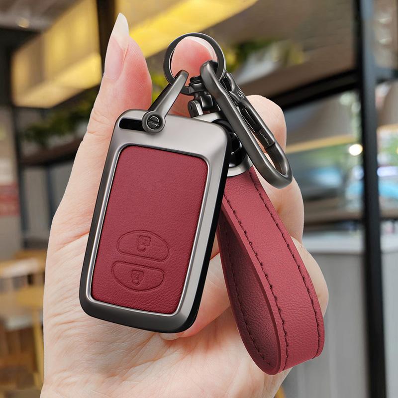 Zinc Alloy Leather Car Remote Key Case Holder Shell For Toyota Aqua RAV4 Land Cruiser Camry Prado Corolla Prius Keyless Keychain