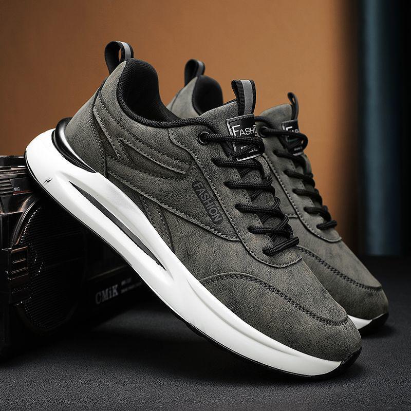 

Мужские водонепроницаемые нескользящие кожаные рабочие ботинки - износостойкие, повседневные модные кроссовки для осеннего строительства. Size 43 серый