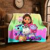 Cartoon Gabby Dollhouse Girl Flannel Blanket Soft Warm Throw Blanket for Bedroom Living Room Bed Travel Camping Picnic Kid