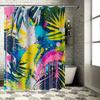 Colorful underwater life shower curtain, Marine animal and plant printed bathroom decoration, blue flower