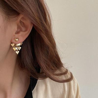 Gold Heart Tassel Earrings - 2025 Autumn/Winter High-End Luxury Style for Women