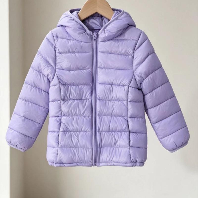 Children's Winter Clothing: Lightweight Down-Filled Jackets for Boys and Girls; Hooded Warm Jackets for Older Kids