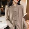 Chinese Style Stand-alone Wool Cardigan for Women In Autumn and Winter New Cashmere Knitted Top Retro Versatile Button Wool Jacket