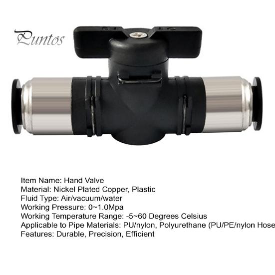 Pneumatický zatlačovací rychlospojka Ruční ventil Černý BUC 6mm 8mm 10mm 12mm Ventil regulace průtoku vzduchu k otáčení spínač Ruční omezení proudu kuličkou