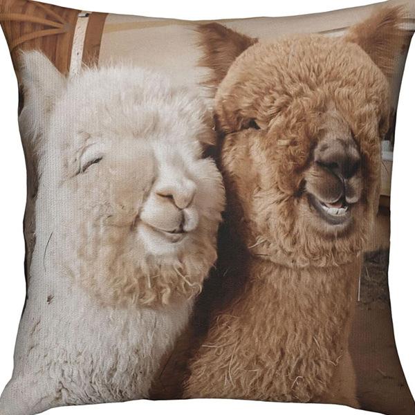 Creative Cartoon Cute Animal Print Linen Pillow Case Home Sofa Car Decoration Pillow