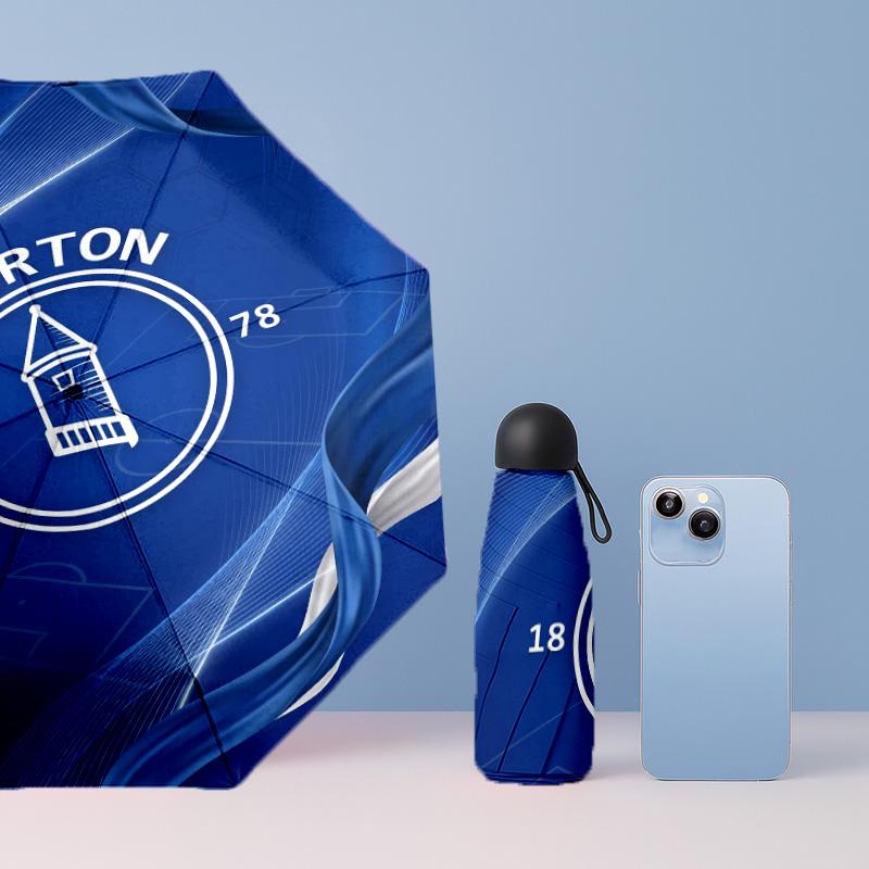 Everton Football Pattern Printed Mini 5 Folds 8 Ribs Compact Umbrella Windproof Waterproof Lightweight Portable Folding