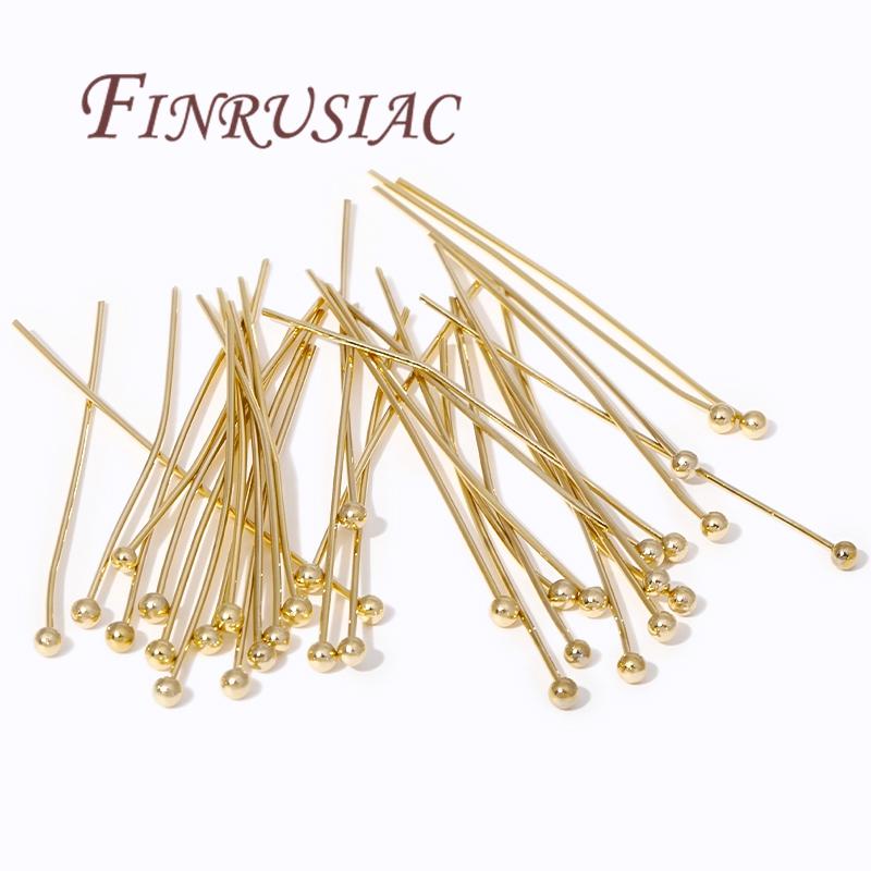 Pins For DIY,50Pcs/Lot 14K Real Gold Plated Pins For Jewelry,Pins with Ball,Bracelets/Earrings Accessories