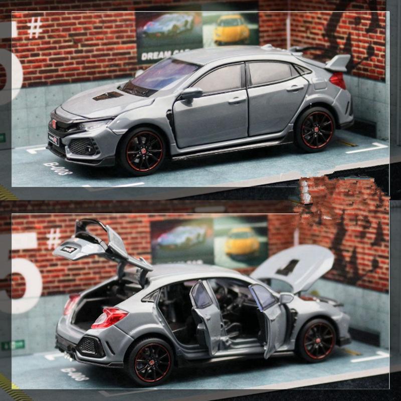 1/32 HONDA Civic Type R FK8 Legierung Automodell Druckguss Metall Spielzeug Fahrzeuge Automodell Simulation Sound Light Collection Kinder Spielzeug Geschenk