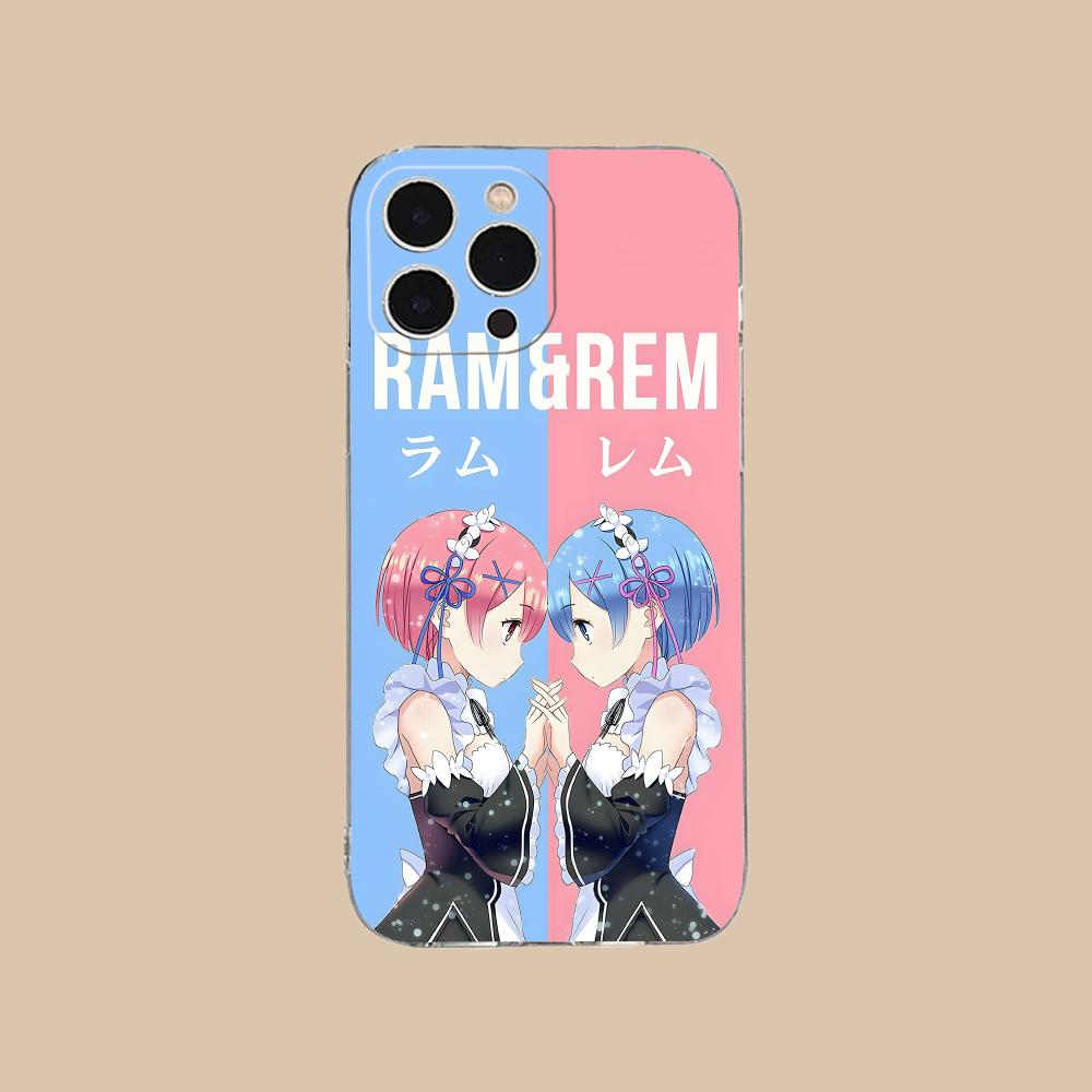 

Прозрачный силиконовый чехол ReZero Rem Ram для iPhone 17 16 15 14 13 12 11 X XR XS Air Pro Max Plus Mini Цветной чехол iPhone XS Max
