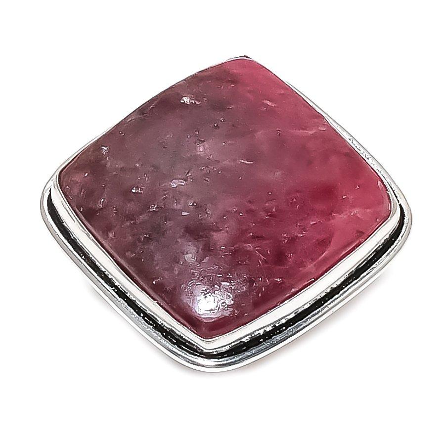 Natural Rhodonite Gemstone Handmade 925 Sterling Silver Jewelry Ring Size 8 T8l92