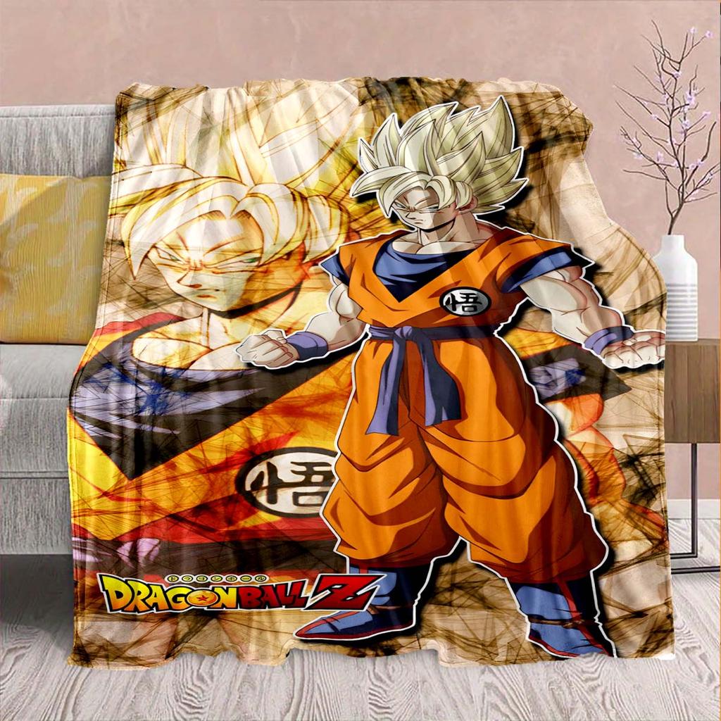 Dragon Ball Anime Flannel Blanket - Soft Warm Perfect for Sofa, Bedding Camping Travel Office Home Decor -QJY