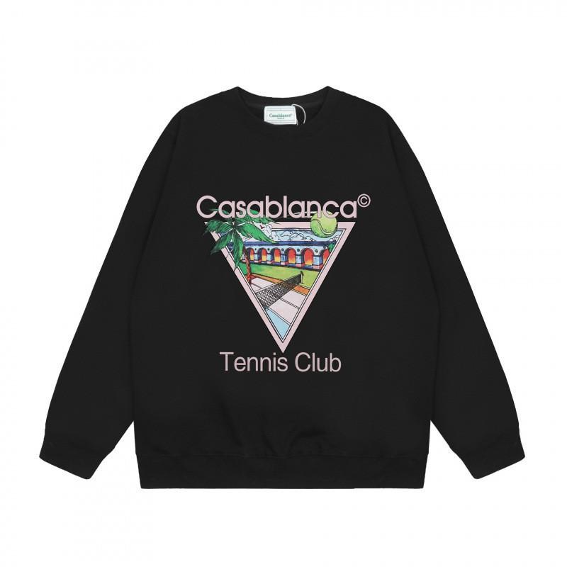 Casa Tennis Club Grafikprint Rundhals-Sweatshirt Unisex Lockere Passform Langarm Baumwoll-Oberteil Freizeitkleidung
