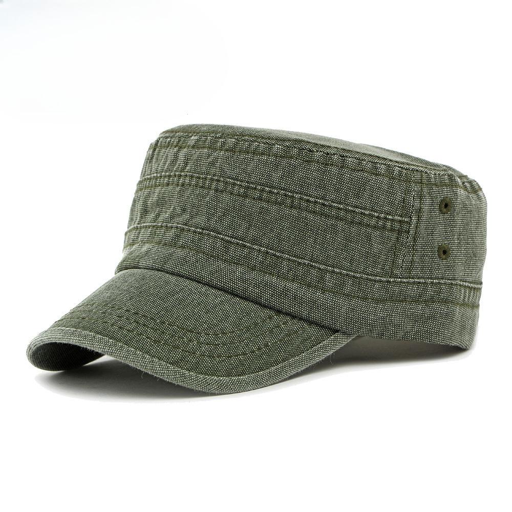 Vintage Washed Cotton Military Cap for Men Women Summer Breathable Flat Top Hat Sun Protection Outdoor Casual Cadet Cap Peaked Hat