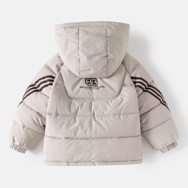 Winter Children's Clothing for Boys, Hooded Mid-Length Coat, Children's Fleece-Lined Thickened Cotton Jacket, Warm Cotton Coat for Older Children