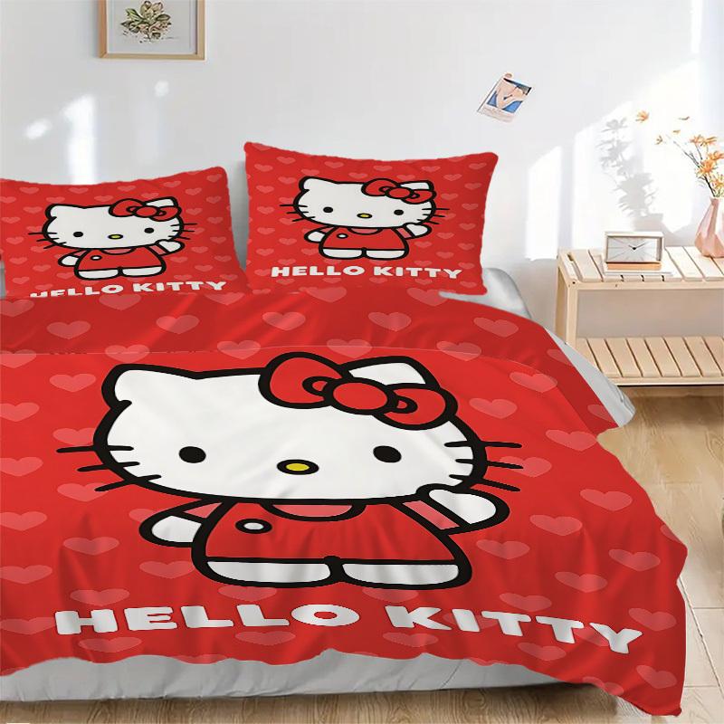 

3pcs Hello Kitty Duvet Cover Set - Includes 1 Duvet Cover and 1/2 Pillowcases (No Insert) yy251107182 135x200cm