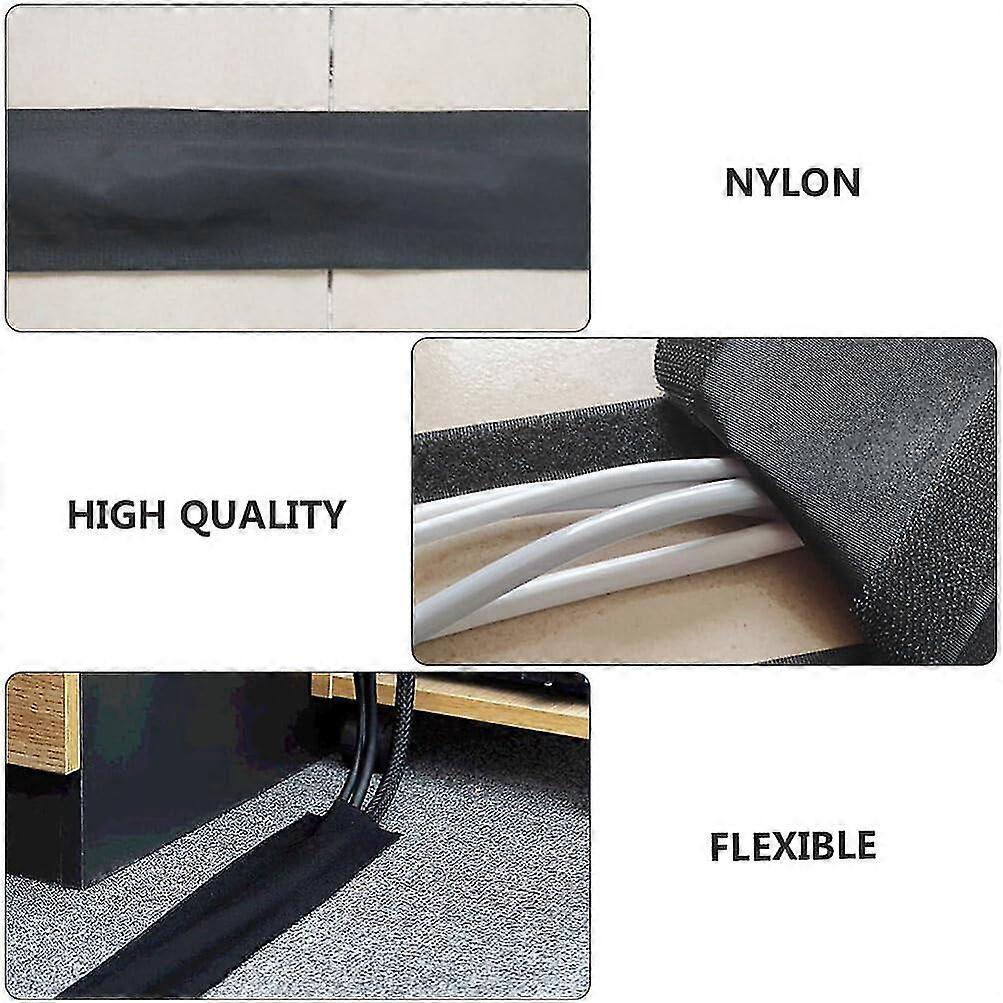 Floor Cable Cover, Black Flexible Reusable Grip Cable Protector Cord Cover Protect Cords Cable Hider - DD