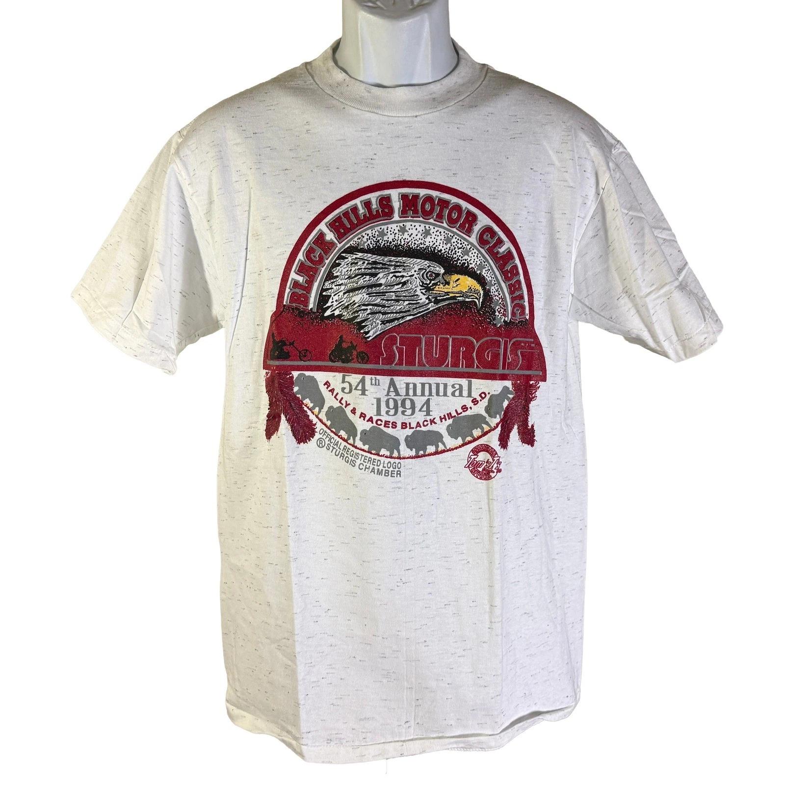 Oneita TShirt Mens Medium White Excellent 1994 Sturgis Black Hills Motor Classic XL
